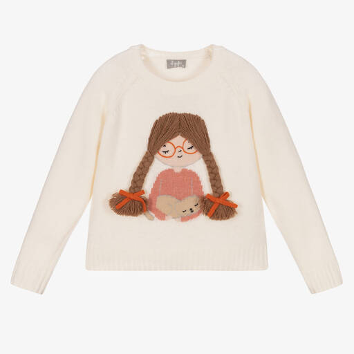 Il Gufo-Girls Ivory Wool Sweater | Childrensalon Outlet