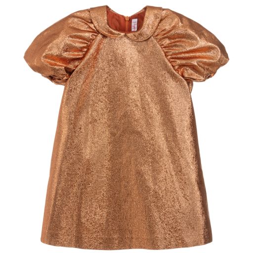 Il Gufo-Girls Metallic Gold Dress | Childrensalon Outlet