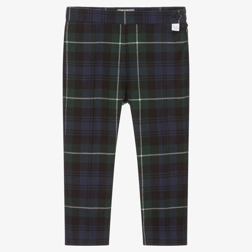 Il Gufo-Girls Navy Blue Check Trousers | Childrensalon Outlet