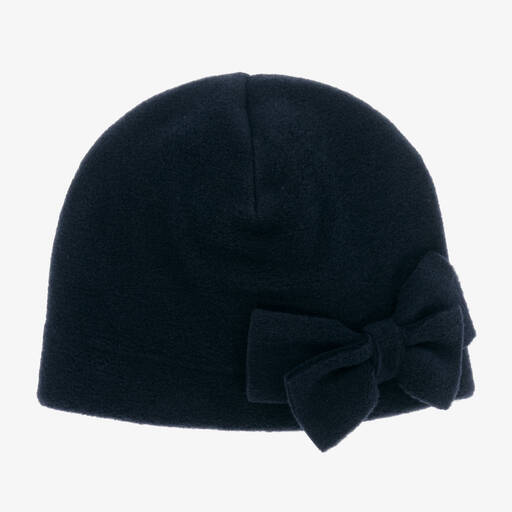 Il Gufo-Girls Navy Blue Fleece Beanie Hat | Childrensalon Outlet