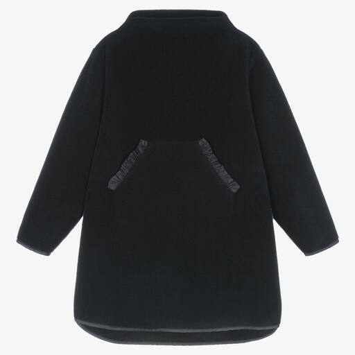 Il Gufo-Girls Navy Blue Fleece Pocket Dress | Childrensalon Outlet