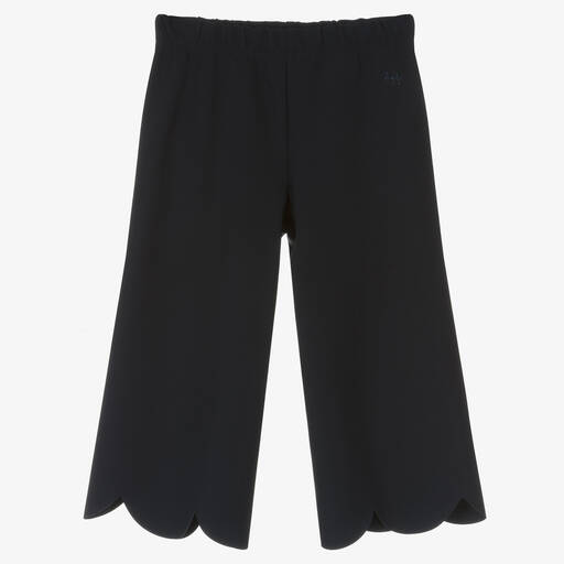 Il Gufo-Girls Navy Blue Scalloped Trousers | Childrensalon Outlet