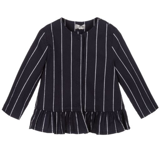 Il Gufo-Girls Navy Blue Striped Jacket | Childrensalon Outlet