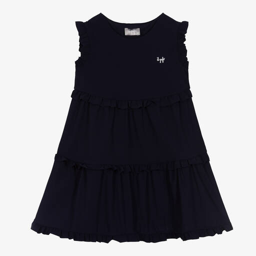 Il Gufo-Navyblaues Stufenkleid für Mädchen | Childrensalon Outlet