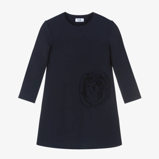 Il Gufo-Girls Navy Floral A-Line Dress | Childrensalon Outlet