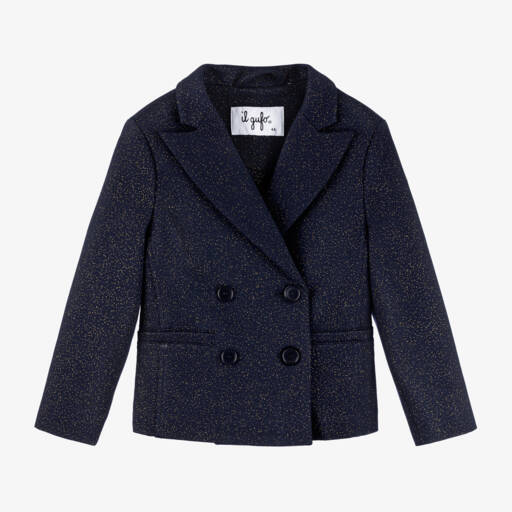 Il Gufo-Girls Navy Shimmer Blazer | Childrensalon Outlet
