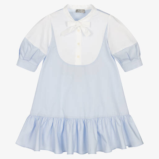 Il Gufo-Hellblaues Baumwollkleid | Childrensalon Outlet