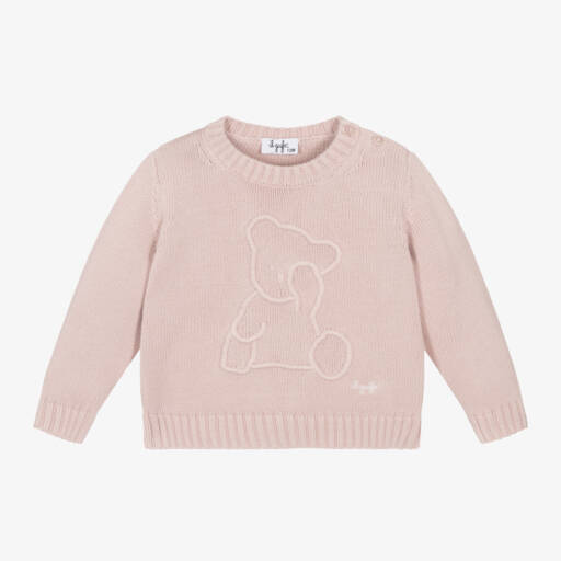 Il Gufo-Girls Pink Bear Knit Sweater | Childrensalon Outlet