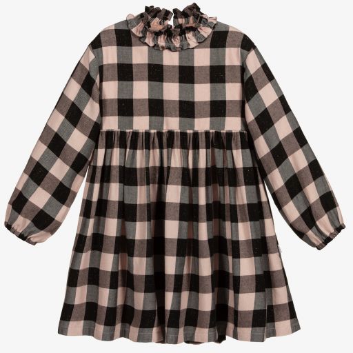 Il Gufo-Girls Pink & Black Check Dress | Childrensalon Outlet