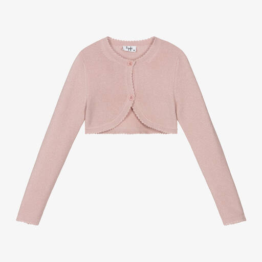 Il Gufo-Girls Pink Cotton Bolero Cardigan | Childrensalon Outlet