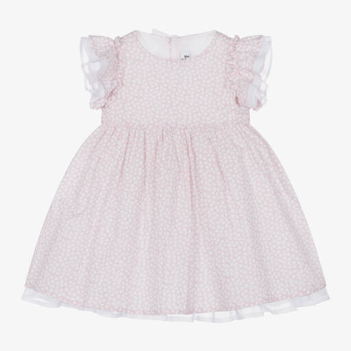 Il Gufo-Girls Pink Cotton Floral Dress | Childrensalon Outlet