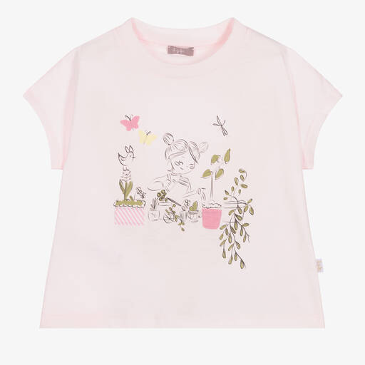 Il Gufo-Girls Pink Cotton Graphic T-Shirt | Childrensalon Outlet