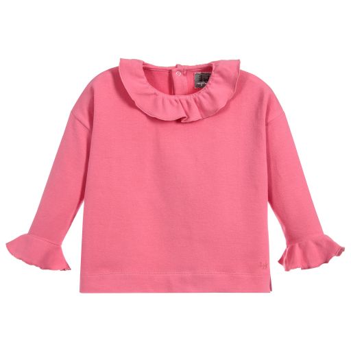 Il Gufo-Girls Pink Cotton Jersey Top | Childrensalon Outlet