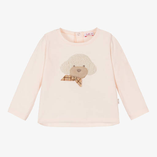Il Gufo-Girls Pink Cotton Puppy Dog Top | Childrensalon Outlet