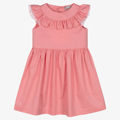 Il Gufo-Girls Pink Cotton Ruffle Dress | Childrensalon Outlet
