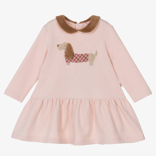 Il Gufo-Розовое хлопковое платье с таксой | Childrensalon Outlet