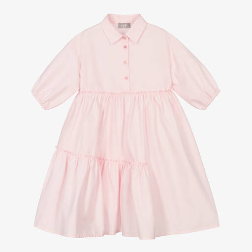 Il Gufo-Girls Pink Cotton Shirt Dress | Childrensalon Outlet
