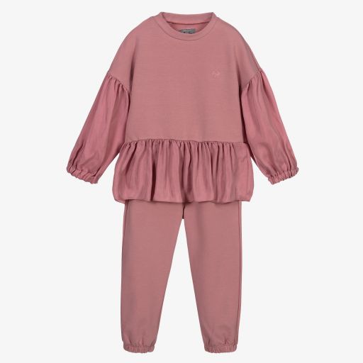 Il Gufo-Girls Pink Cotton Trouser Set | Childrensalon Outlet