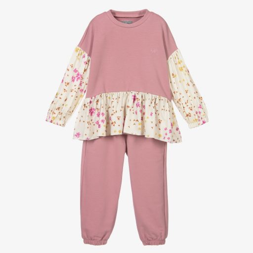 Il Gufo-Girls Pink Cotton Trouser Set | Childrensalon Outlet