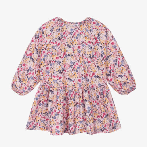 Il Gufo-Girls Pink Floral Twill Dress | Childrensalon Outlet