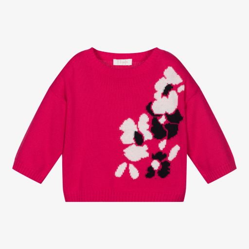 Il Gufo-Girls Pink Flower Sweater | Childrensalon Outlet