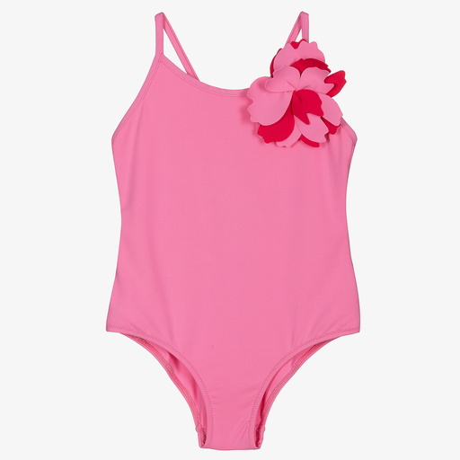 Il Gufo-Girls Pink Flower Swimsuit | Childrensalon Outlet