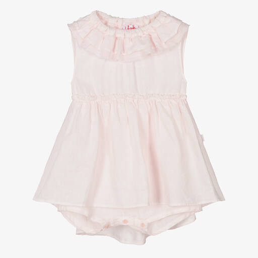 Il Gufo-Girls Pink Linen Dress | Childrensalon Outlet