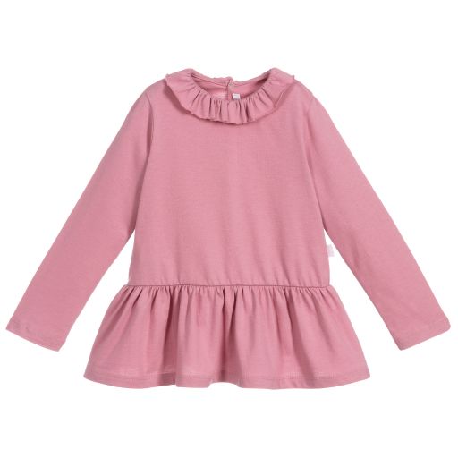 Il Gufo-Girls Pink Ruffle Cotton Top | Childrensalon Outlet