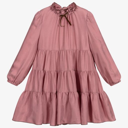 Il Gufo-Girls Pink Tiered Dress | Childrensalon Outlet