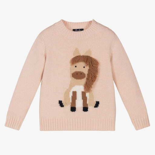 Il Gufo-Girls Pink Wool Horse Jumper | Childrensalon Outlet