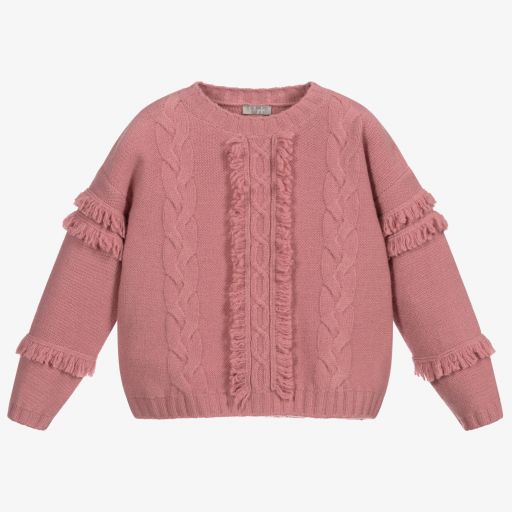 Il Gufo-Girls Pink Wool Sweater | Childrensalon Outlet