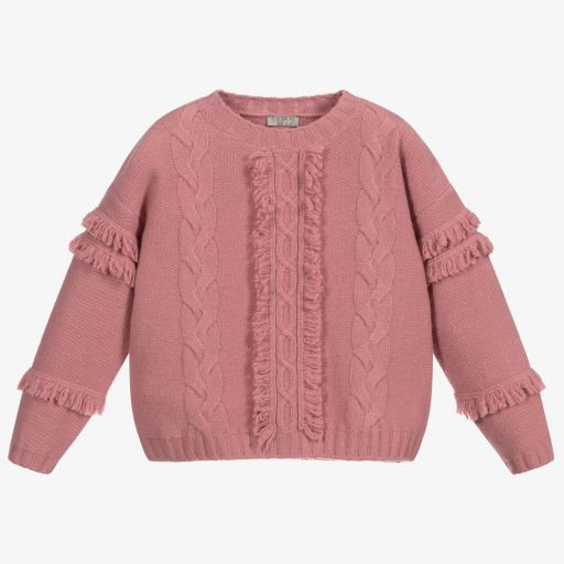 Il Gufo-Rosa Wollpullover für Mädchen | Childrensalon Outlet