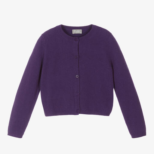 Il Gufo-Girls Purple Wool Cardigan | Childrensalon Outlet