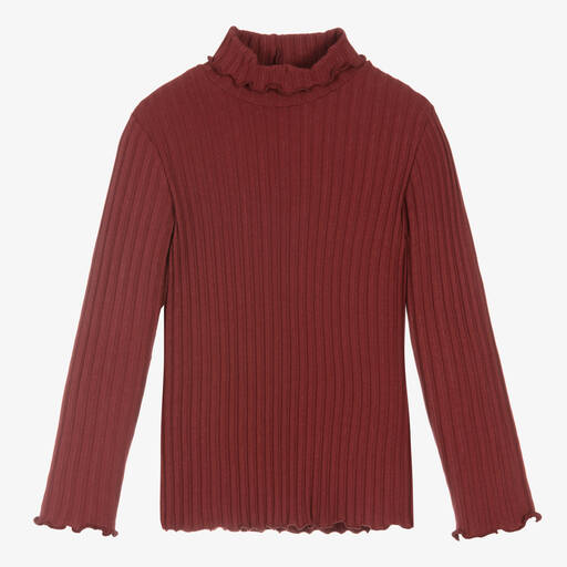 Il Gufo-Girls Red Cotton Polo Neck Sweater | Childrensalon Outlet