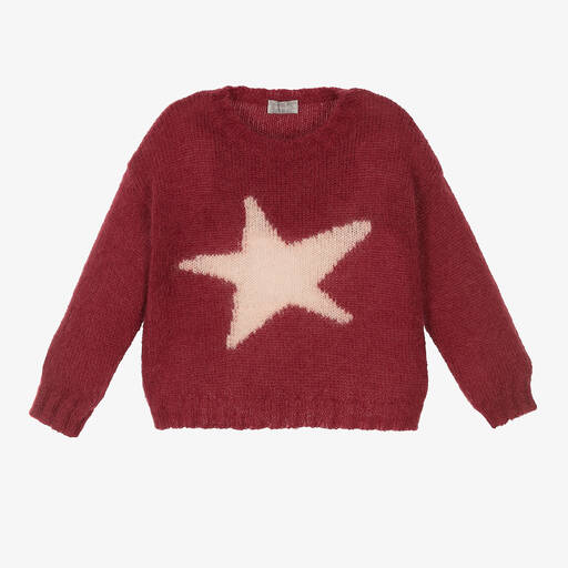 Il Gufo-Roter Mohair-Pullover mit Stern (M) | Childrensalon Outlet