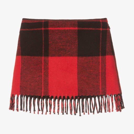 Il Gufo-Girls Red Tartan Check Wool Skirt | Childrensalon Outlet