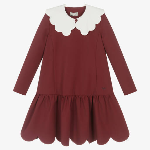 Il Gufo-Girls Red & White Scalloped Dress | Childrensalon Outlet