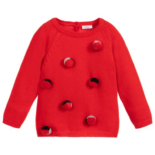 Il Gufo-Girls Red Wool Sweater | Childrensalon Outlet