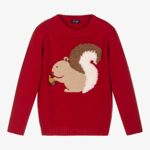 Il Gufo-Girls Red Wool Sweater | Childrensalon Outlet