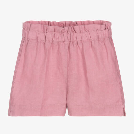 Il Gufo-Girls Rose Pink Linen Shorts | Childrensalon Outlet