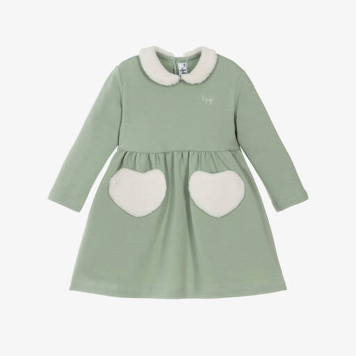 Il Gufo-فستان قطن جيرسي لون أخضر | Childrensalon Outlet