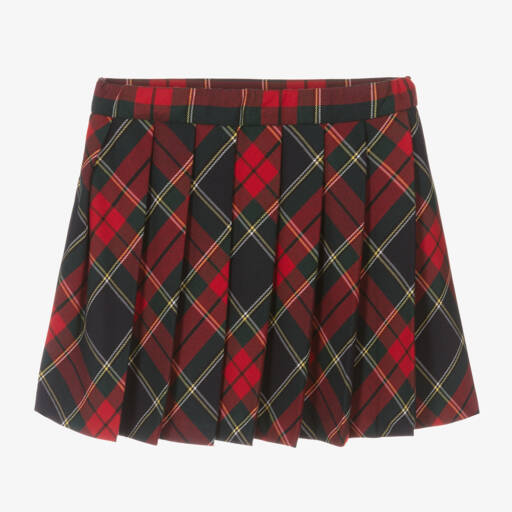 Il Gufo-Girls Tartan Red Pleated Skirt | Childrensalon Outlet
