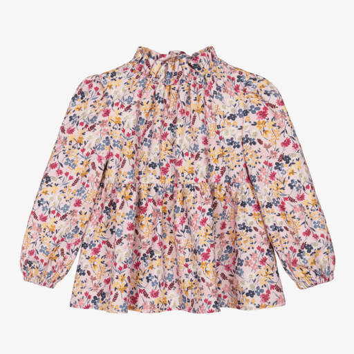 Il Gufo-Girls Viscose Pink Floral Top | Childrensalon Outlet