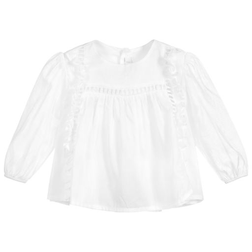Il Gufo-Girls White Cotton Blouse | Childrensalon Outlet