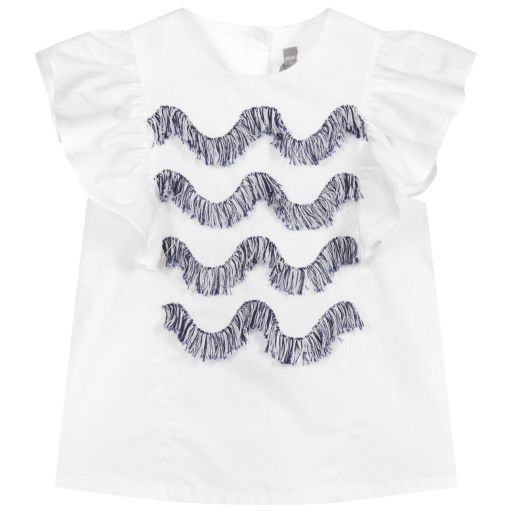 Il Gufo-Girls White Cotton Blouse | Childrensalon Outlet