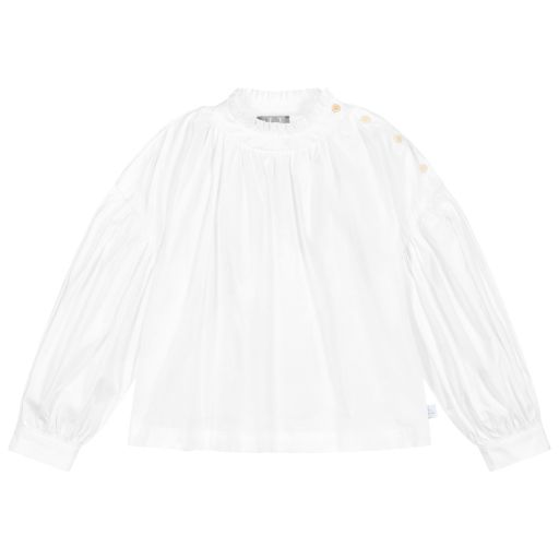 Il Gufo-Girls White Cotton Blouse | Childrensalon Outlet