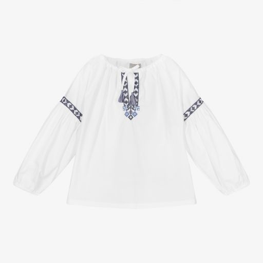 إيل غوفو-بلوز مزيج قطن لون أبيض للبنات | Childrensalon Outlet