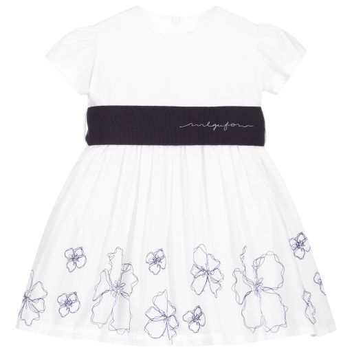Il Gufo-Weißes Baumwollkleid für Mädchen | Childrensalon Outlet