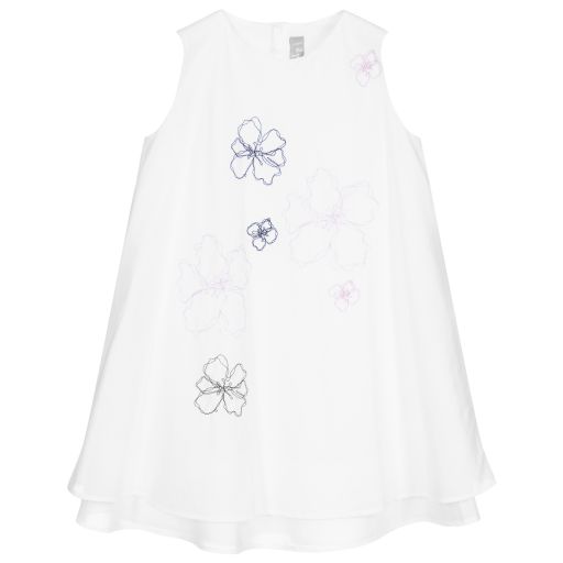 Il Gufo-Белое хлопковое платье для девочек | Childrensalon Outlet