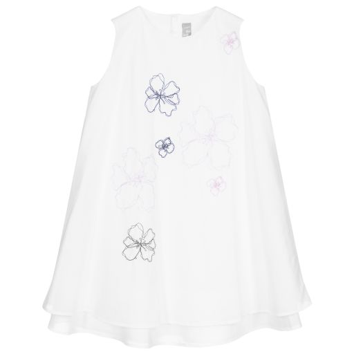 Il Gufo-Girls White Cotton Dress | Childrensalon Outlet